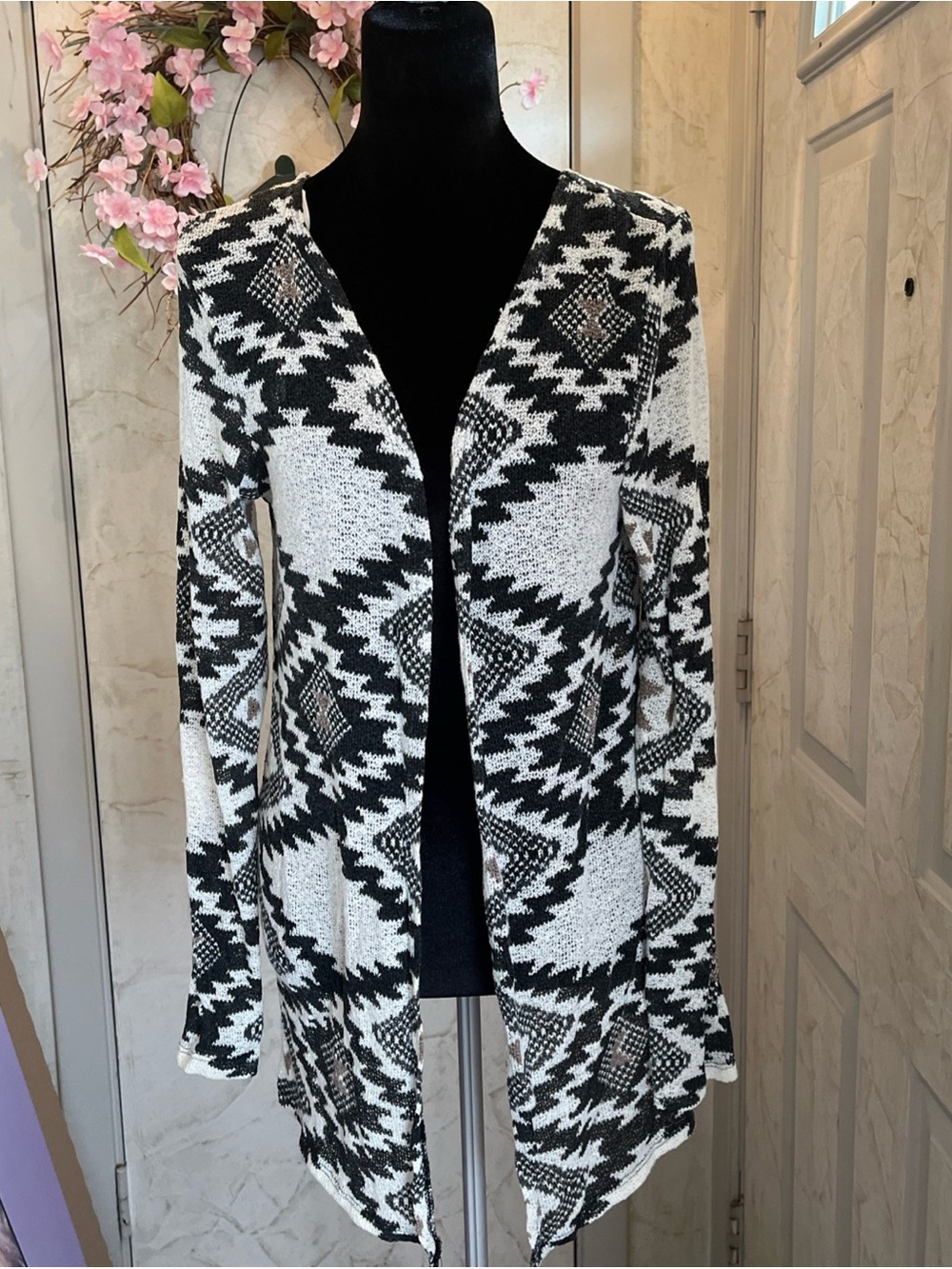 Black & White Aztec Open Cardigan
